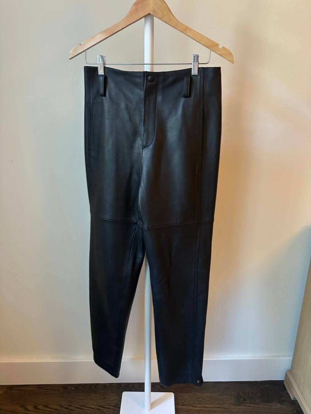 St. John Collection Black Leather Pants, Made in Italy